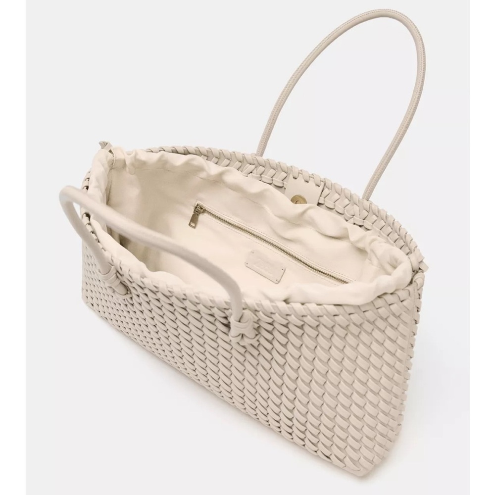 Zara Cream Elongate Woven Shoulder Bag - Picture 4 of 4